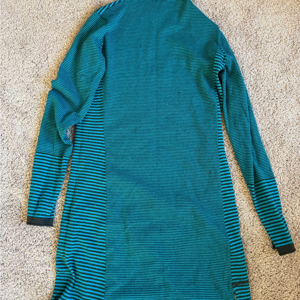 Title Nine teal and dark green striped sweater dress